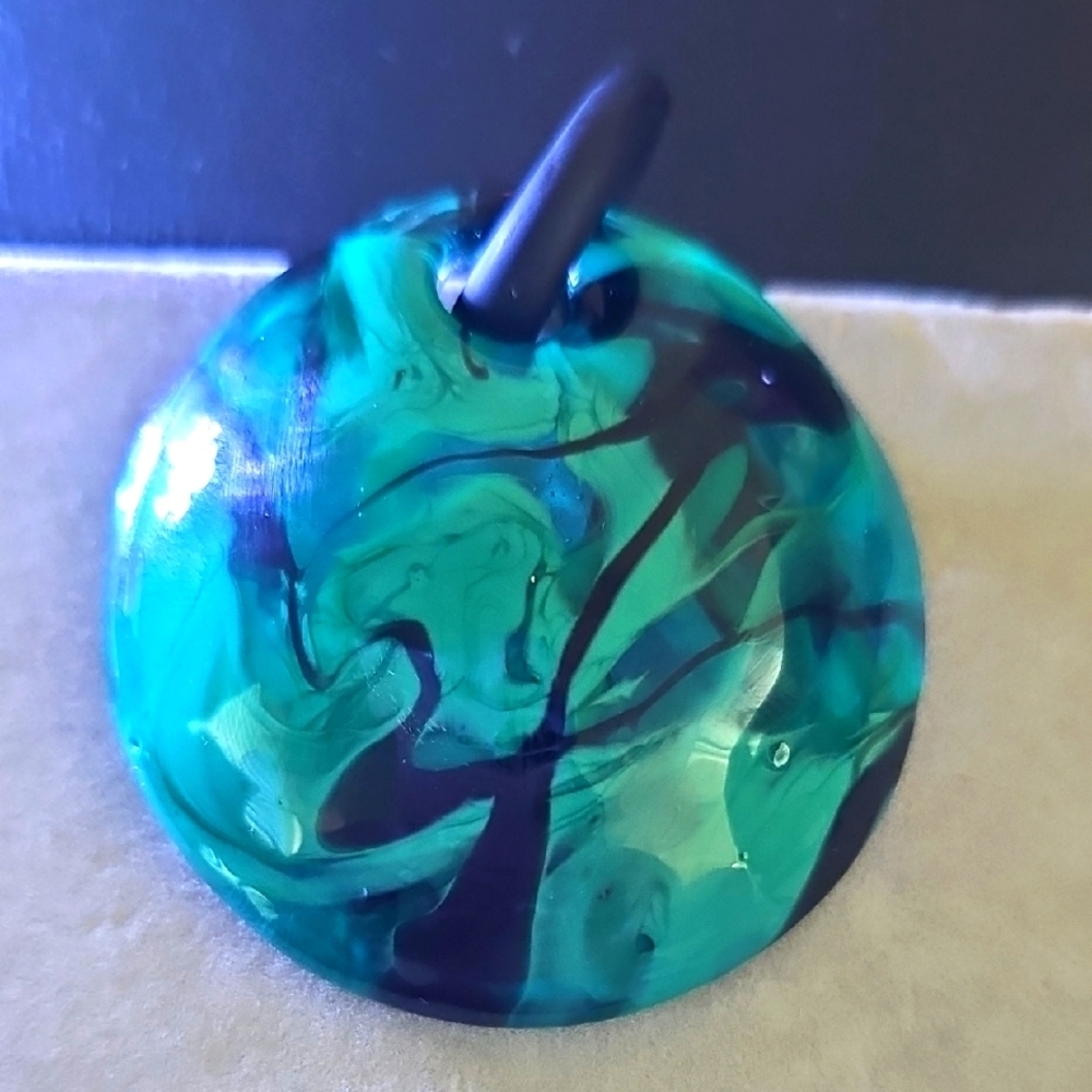 Black And Green Murano Glass Pendant